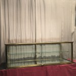 Ancienne vitrine de magasin à poser sur un comptoir ou une table.