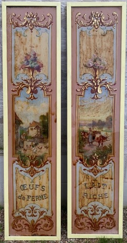 Anciens panneaux de façade de crèmerie, épicerie.