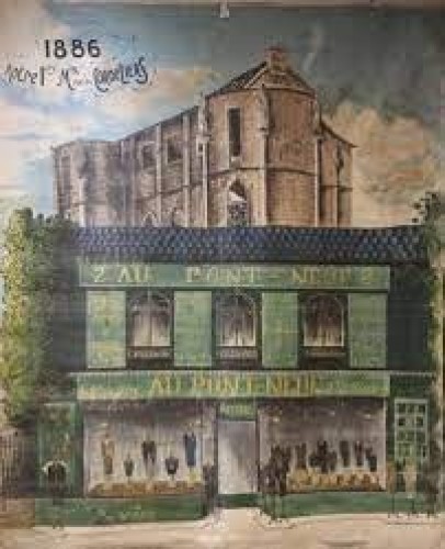 Ancien rideau, store intérieur de magasin.