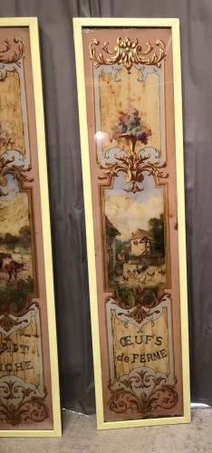 Anciens panneaux de façade de crèmerie, épicerie.