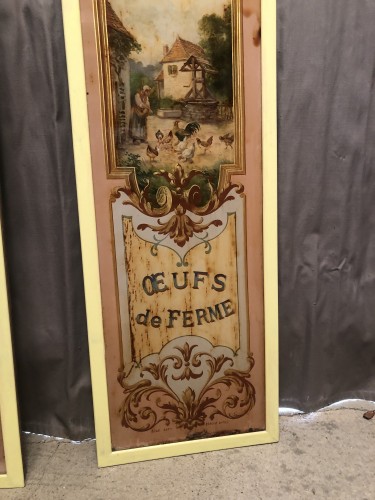Anciens panneaux de façade de crèmerie, épicerie.