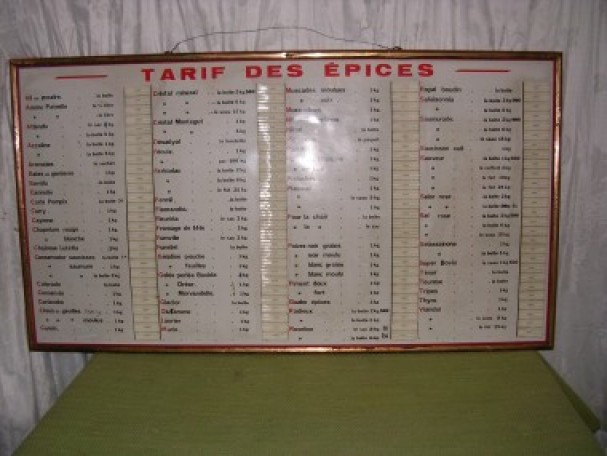 Tarif des épices