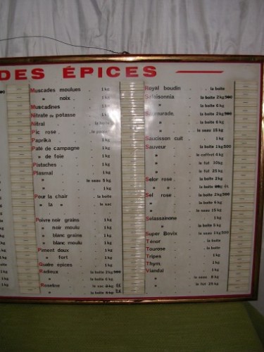 Tarif des épices