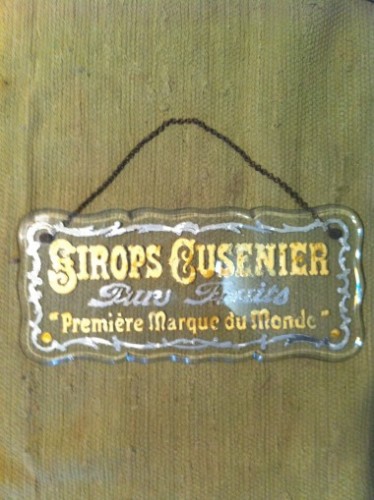 Ancienne plaque publicitaire en verre