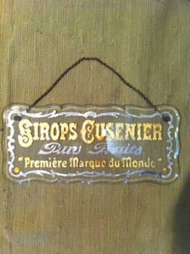 Ancienne plaque publicitaire en verre