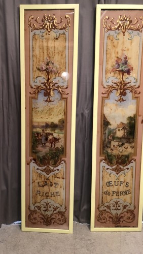 Anciens panneaux de façade de crèmerie, épicerie.