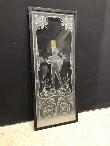 Ancien verre gravé de boulangerie. (réservé VS)