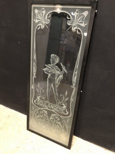 Ancien verre gravé de boulangerie. (réservé VS)