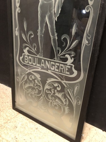 Ancien verre gravé de boulangerie. (réservé VS)