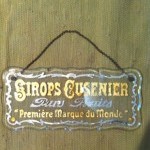 Ancienne plaque publicitaire en verre